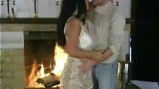 Romantic holiday sex in front of chimney porn video